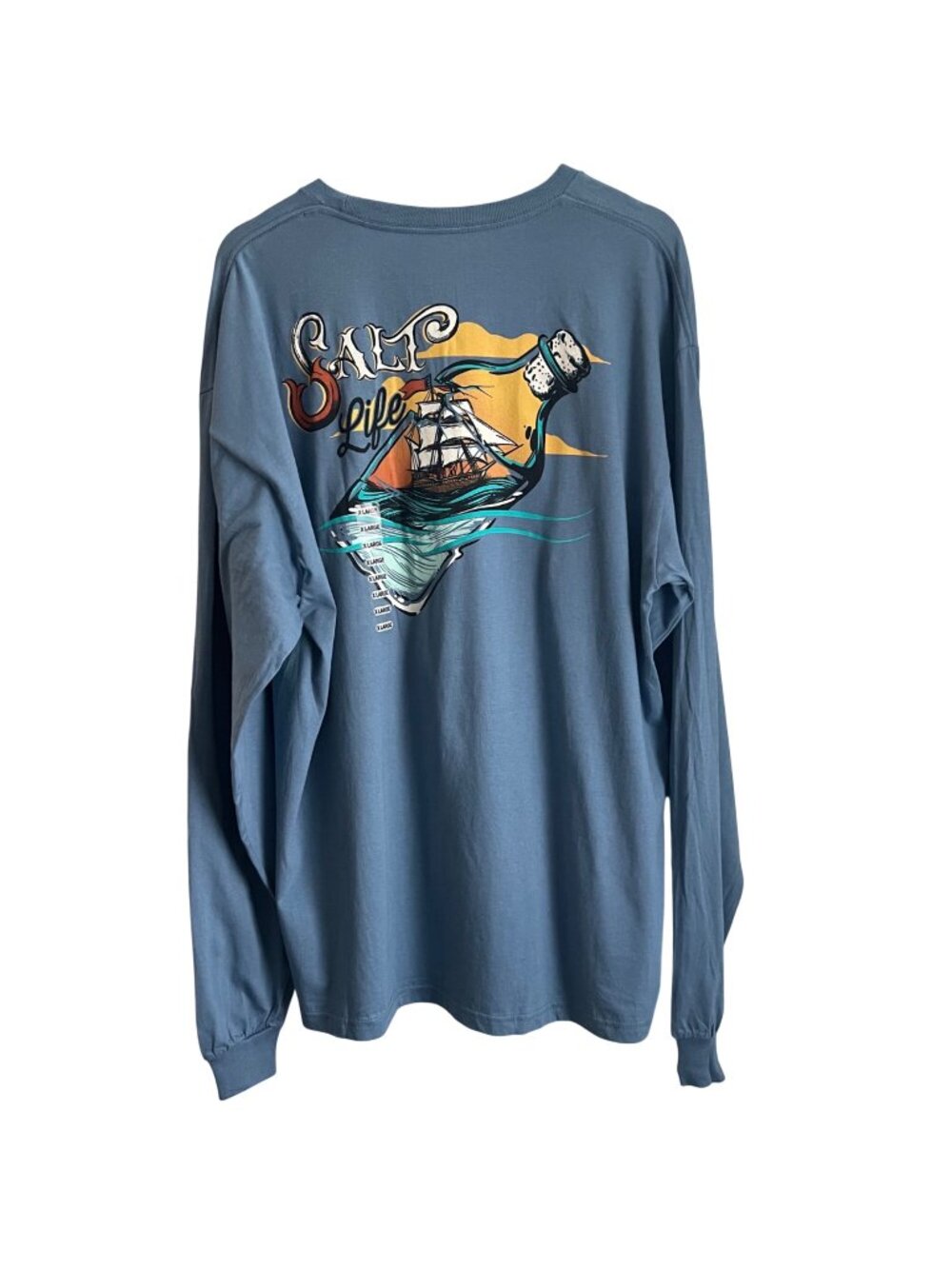 Salt Life Mens Nautical Graphic Long Sleeve T Shirt Size XL Blue Ship In Bottle